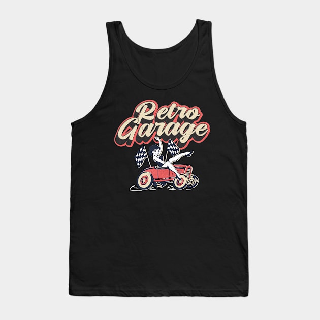 Retro Garage Car Mechanic Repair Workshop Tank Top by Foxxy Merch